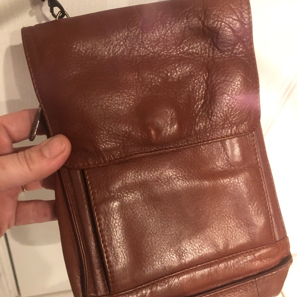 Derek Alexander supple leather crossbody and organizer in Brandy - Picture 2 of 8